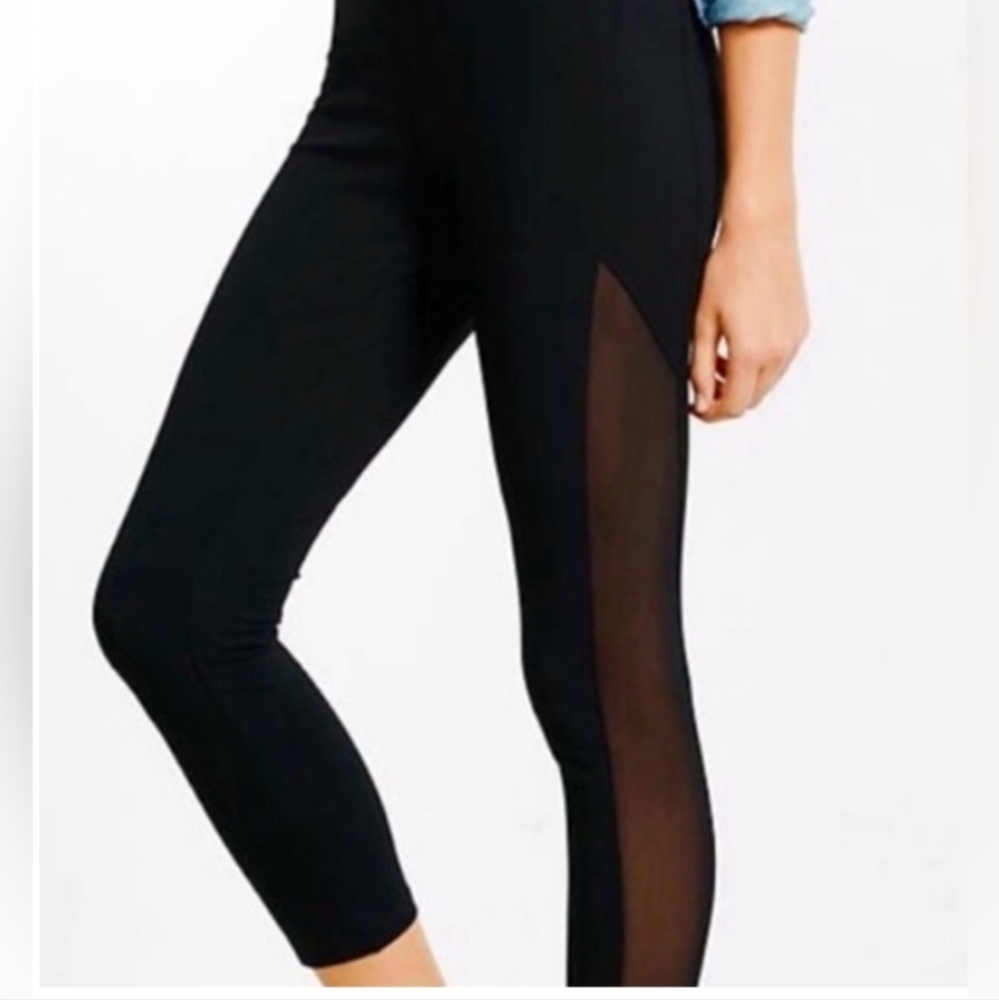 Express Side Mesh Black Ankle Leggings Going Out Party Active Casual Medium